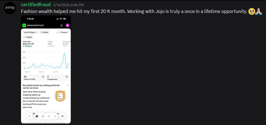 A win screenshot a member posted in the chat
