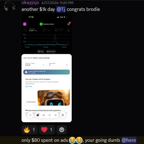 A win screenshot a member posted in the chat